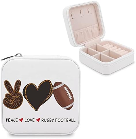 Pace Love Football Football Micul bijuterii de călătorii Organizator Case de depozitare pentru inele Cercei Colier Cadouri de vacanță de Crăciun pentru femeie prietenă bestie