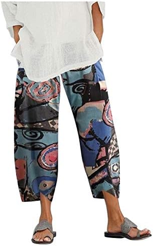 Pantaloni din bumbac pentru femei Meymia, femei de vară, cu talie înaltă paisă, tipărit tipărit, înrădăcinată, plajă întinsă