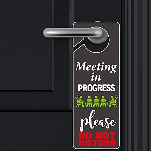 Nu deranjați semnul -Meeting în desfășurare, pachetul de umeraș 2 ușă, cu două fețe, pentru clasa online de la Office Clinic Dorm și sesiunea de întâlnire