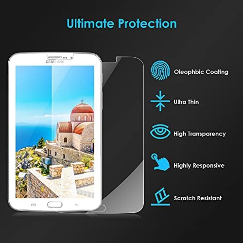 DeTuosi [2 pachet] Samsung Tab 3 7.0 '' Protector de ecran T210, Bubble anti-zgârietor Protector de sticlă temperat gratuit