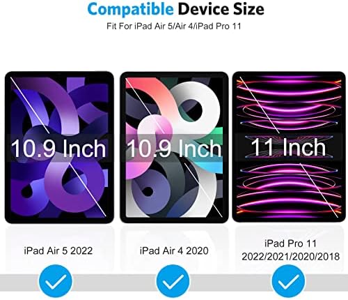 OMOTON [Pachet 3] Protector de ecran compatibil cu iPad Air a 5-a generație a 4-a, iPad Pro 11 Inch Toate modelele tabletă-Sticlă