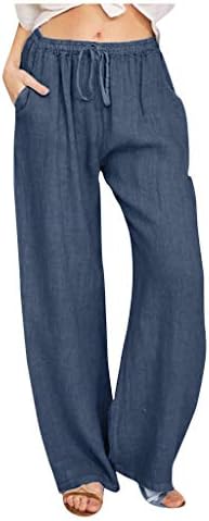 Pantaloni de lenjerie pentru femei Meymia pentru femei, modă, casual, culoarea solidă, pantaloni elastice elastic liber