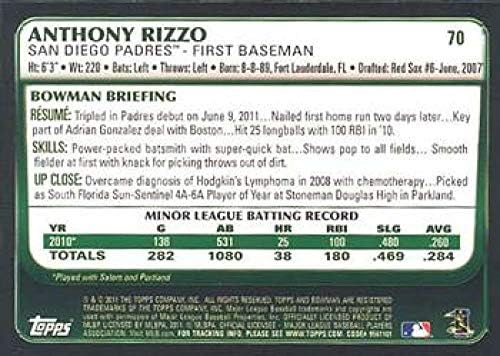 2011 Bowman Draft 70 Anthony Rizzo San Diego Padres MLB Baseball Card NM-MT