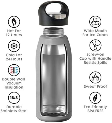 OGGI Freestyle Oțel inoxidabil sticla de apă izolată- Vid dublu cu perete izolat, termos de călătorie, 17oz, negru