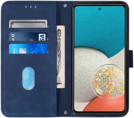 Oopkins compatibil cu Samsung Galaxy A53 5g caz portofel caz retro de lux PU piele caz cu sloturi de Card Kickstand cataramă magnetică rezistent la șocuri capac de protecție pentru Samsung Galaxy A53 5g Albastru YBP