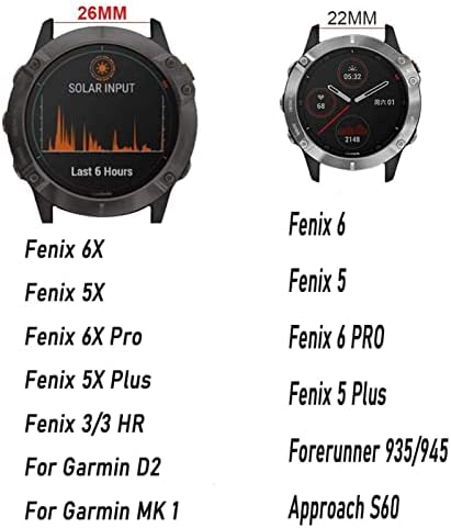 Soumix 22 26mm curele de bandă de ceas inteligent pentru Garmin Fenix 6 6x Pro 5x 5 Plus 3hr Forerunner 935 945 brățară cu