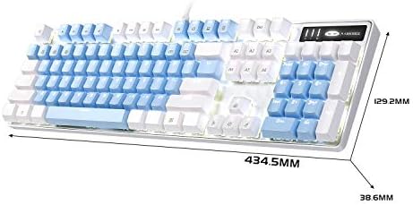 MageGee Tastatură mecanică pentru Jocuri, Nou comutator Albastru modernizat 104 taste Tastaturi albe cu iluminare din spate, Tastatură mecanică cu fir USB pentru Laptop, Desktop, PC Gamers