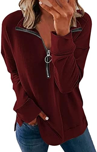 Femei modă solidă solidă jumătate cu fermoar casual cashone spulberă în formă de pulovere pentru femei lungi seturi de hanorac