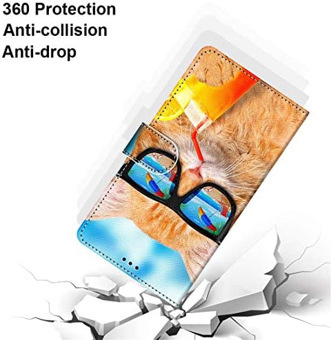 anzeal LG Velvet 5g Cat drinking Soda Wallet Case, [curea de mână] [sloturi pentru carduri] PU piele pictat model portofel