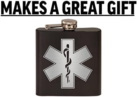 EMT Logo Star Of Life din oțel inoxidabil Hip Flask Premium Matte Black face un cadou minunat pentru el Tată Tată EMS ambulanță