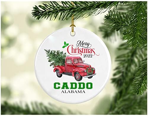 Arbore de decorare de Crăciun Crăciun fericit 2022 Caddo Alabama Ornament Cadou amuzant Vacanță de Crăciun ca familie destul