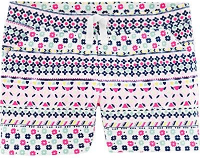 Carter 's Girls' Striped Floral Pull on Terry Shorts, Multi, 6 luni