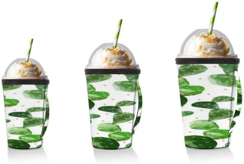 Cactus Art Reutilizabil Mânecă de cafea înghețată cu mâner Neopren Cup pentru sodă, latte, ceai, băuturi, bere