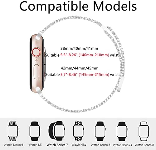 Banda magnetică Southlam compatibilă cu Apple Watch 38mm 40mm 41mm 42mm 44mm 45mm, curea de plasă din oțel inoxidabil cu buclă reglabilă, brățară metalică pentru Iwatch Series SE 7/6/5/4/3/2/1