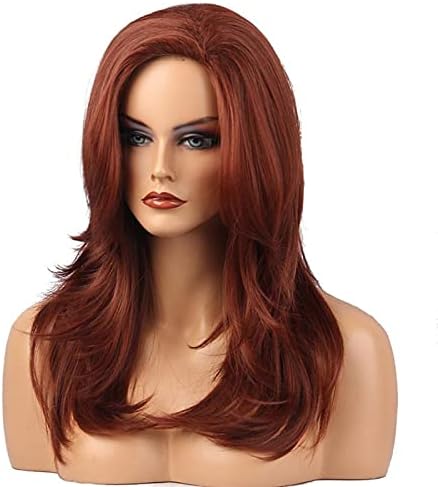 XZGDEN peruci par peruca naturale roșu păr șaten ondulat plin cap peruci Cosplay Costum Hairpiece