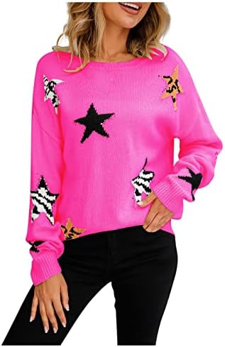 Pulover de modă RMXEI pentru doamne stele rotunde cu mânecă lungă tricotat pulover pulover