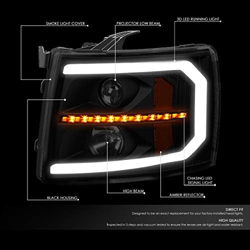 LED DRL secvențial semnal proiector colorat Amber Corner faruri Lămpi + set de instrumente compatibil cu Chevy Silverado 07-13