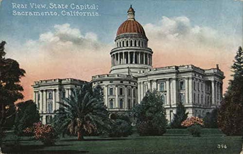 Vedere din spate, State Capitol Sacramento, California CA carte poștală antică originală