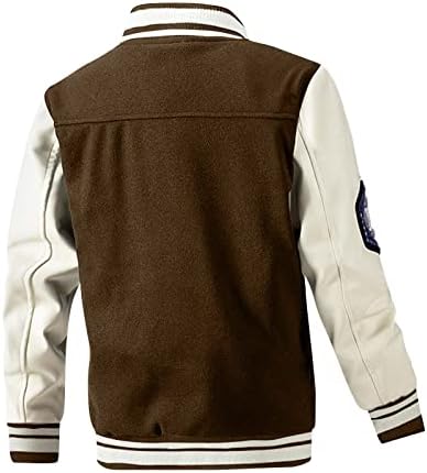 Jachete pentru bărbați haină de baseball sacou toamna și iarna nouă culoare casual inserat haina de lână pentru bărbați haină de sacou din piele