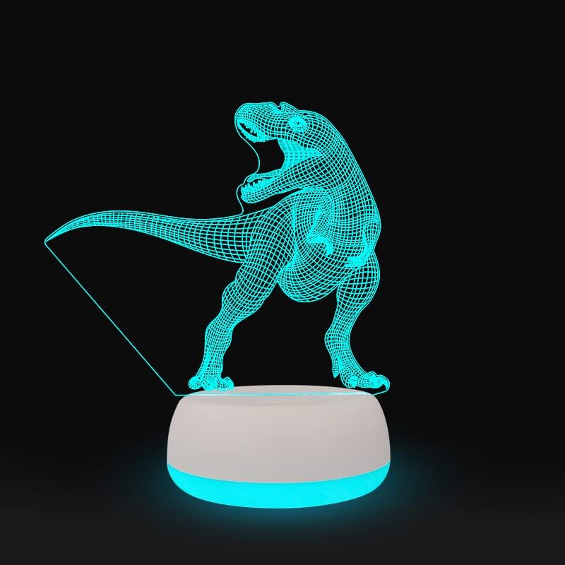 Xdorra dinozaur T-Rex 3d Illusion lampă, 7 Culori 3D LED Tyrannosaurus Rex lămpi de masă cadouri, White New Base Kid ' s Night