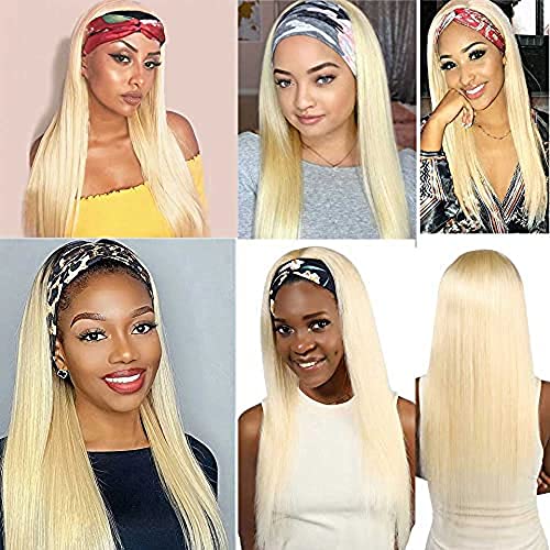 Gzorouzr blondă perucă cu bandă pentru femei blondă dreaptă perucă cu bandă pentru Păr Brazilian Remy perucă cu bandă pentru păr natural Glueless None peruci din dantelă cu bandă pentru cap 24 Inch