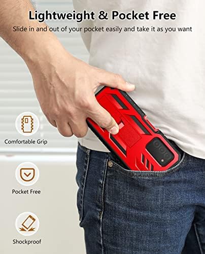 Soios pentru Samsung Galaxy A03S-Phone Carcasă: Protecție mobilă de protecție a probelor de grad militar cu Kickstand | TPU rezistent la șocuri texturate mate | Carcasă rezistentă de protecție - Roșu