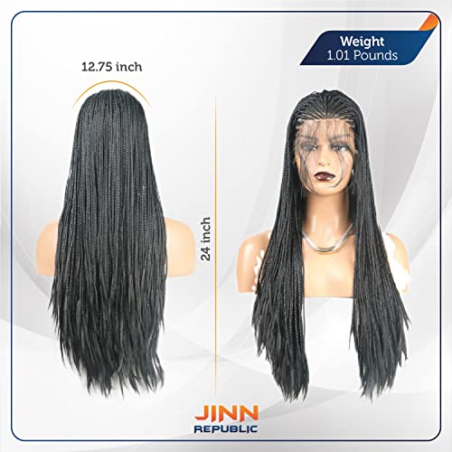 Jinn Republic 24 Micro împletituri peruci frontale din dantelă sintetică pentru femei Perucă Împletită cu păr pentru Bebeluși