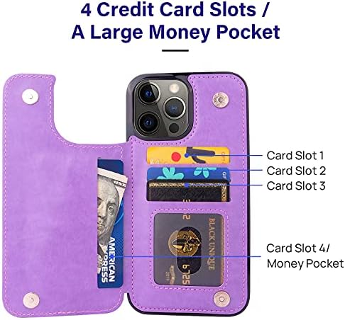 Husă portofel Compernee pentru iPhone 13 Pro Max cu suport pentru Card, Husă pentru sloturi pentru carduri din piele artificială