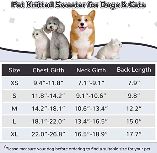 Pifer pentru câini calzi de fixin Plaid Pet de companie tricotat Turtleneck XS Puțuri de cățeluși pentru tricoturi mici pentru