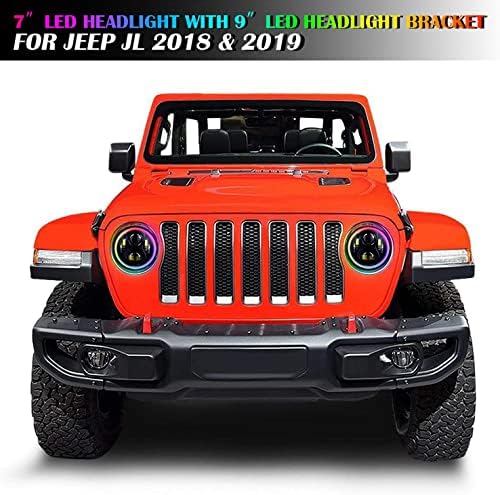 YEEGO direct 9 Faruri Led bec RGB Halo Angel Eye pentru Jeep Wrangler 2018 2019 2020 2021 2022 Wrangler JL lampă de cap lumină de conducere DRL Kit