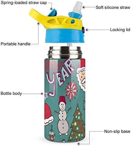 Termos Cup Sticla de paie de Crăciun 500 ml Cupa de călătorie din oțel inoxidabil pentru fete pentru băieți