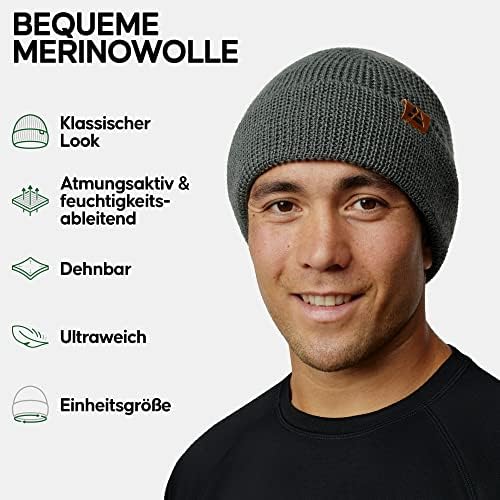 Endurance Endurance Merino Beanie pentru bărbați și femei, pălărie de iarnă tricotată
