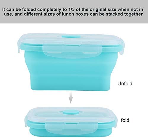 Yinuoday portabil Silicon pliere cuptor cu microunde în condiții de siguranță Lunchbox Food Container Verde 500ml silicon silicon Food Container Silicon pliere pliere Food Box