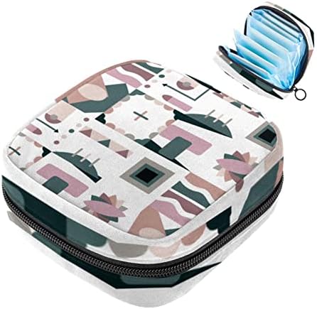 ORYUEKAN sac de depozitare a șervețelului sanitar, geantă portabilă de perioadă pentru femei, Fete, pungă menstruală, Model Geometric minimalist Artă Modernă