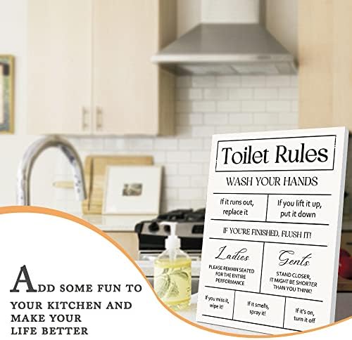 Reguli de toaletă DOI-LANEE Decor de perete, semne de toaletă imprimeu de artă, reguli de toaletă poster pânză cu cadru, decor