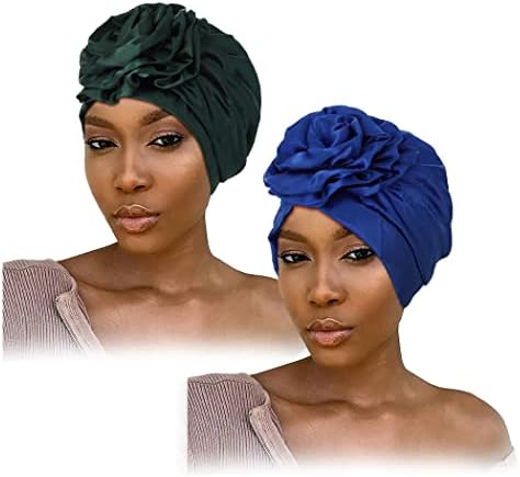 Urieo 2 PC -uri cu flori beanie turbanuri solid color solid turban capacul elastic capace pentru femei pentru femei