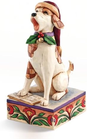 Enesco Jim Shore Heartwood Creek Singing Figurină de câine, 5-3/4-inch
