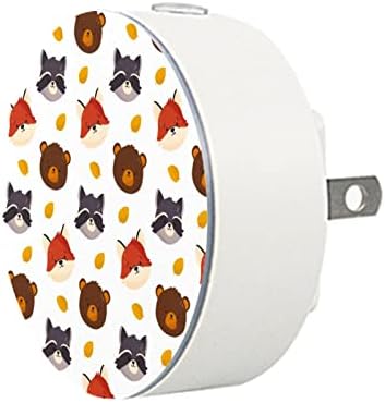 2 pachete plug-in LED-ul de noapte LED LUMINĂ LUMINĂ Minunată Urs Fox & Raccoon Model cu senzor de amurg-la-zori pentru cameră pentru copii, pepinieră, bucătărie, hol