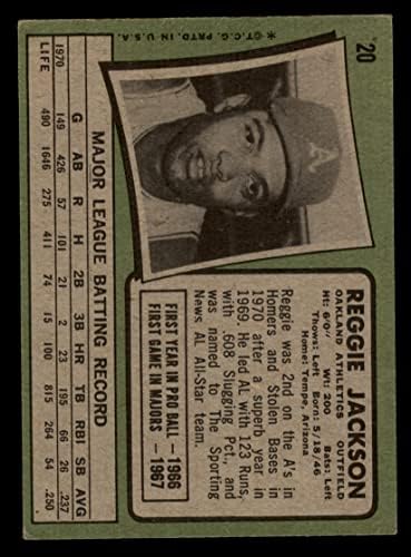 1971 Topps # 20 Reggie Jackson Oakland Athletics VG/Ex Athletics