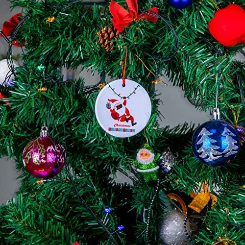 Ornament de Crăciun 2020, Moș Crăciun purtând Masca 2020 Ornament de brad de Crăciun, cadou amuzant de Crăciun, cadouri de Crăciun de carantină, decorare copac hilar amuzant, ceramică pentru stocuri de umplutură