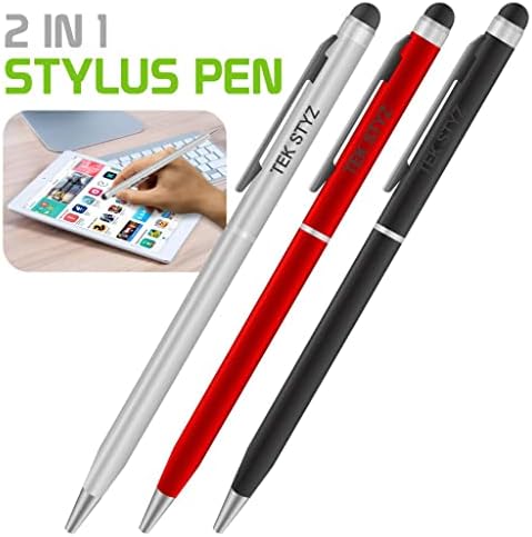 Pro Stylus Pen pentru Samsung SGH-I337zraatt cu cerneală, precizie ridicată, formă de sensibilitate suplimentară, compactă pentru ecrane tactile [3 pachet-negru-roșu-argint]