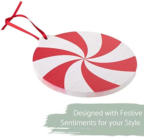 Elanze Designs Peppermint Swirl Red, White 4 inch MDF Ornament de Crăciun