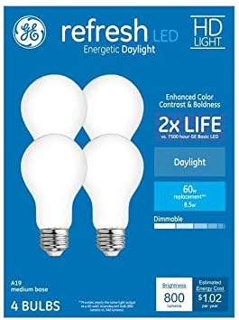 Ge Refresh 60-Watt EQ A19 Lumina zilei Dimmable LED bec