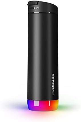 HIDRATESPARK PRO SMART SMART STRADY - Oțel inoxidabil izolat pentru băuturi calde și reci - urmează aportul de apă cu Bluetooth, LED Glow Memento când trebuie să bei - capac flip, 21oz, negru