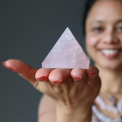 Satin Cristale Rose Quartz Pyramid Love Feng Shui Pink Stone 1.0-1.25 inci