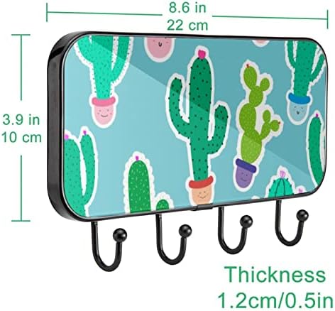 Drăguț Cactus model imprimat suport pentru suport pentru perete, suport pentru haina de intrare cu 4 cârlig pentru haina haine