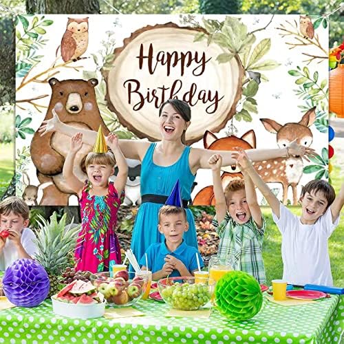 GENERC mare Jungle Animale Baby Shower fundal Banner, Woodland animale decoratiuni de partid, Safari Animale decoratiuni ziua de nastere pentru băiat & amp; fată ,Woodland creatura pădure Decor de fundal, 5 x 3ft