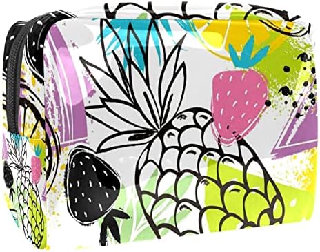 Geanta de machiaj, geantă cosmetică, organizator de pungi de machiaj impermeabil, lămâie de ananas cu căpșuni cu fructe