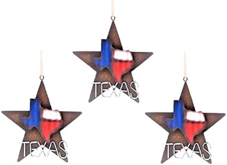 Metal Star cu Ornament de hartă din Texas Ideea cadou în stil rustic Western Lone Star 3 -D Texas Map Crăciun/Tin - Arbore