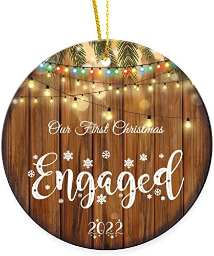 Juesmos Primele noastre ornamente logodite de Crăciun 2022 Primul Crăciun pentru decorarea nunții căsătorite logodnă de Crăciun